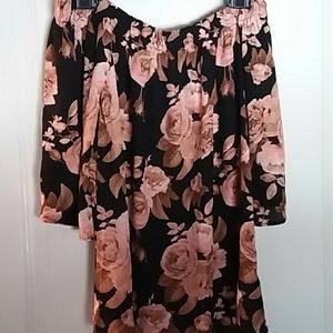 Ladies off the shoulder rose print blouse